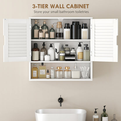 Conono Wall Mounted Bathroom Storage Cabinet With Adjustable Shelves White 60 x 20 x 60cm cm