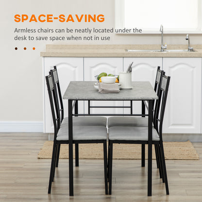 Lera Marble Effect Grey And Black 5 Piece Dining Table And Chair Set