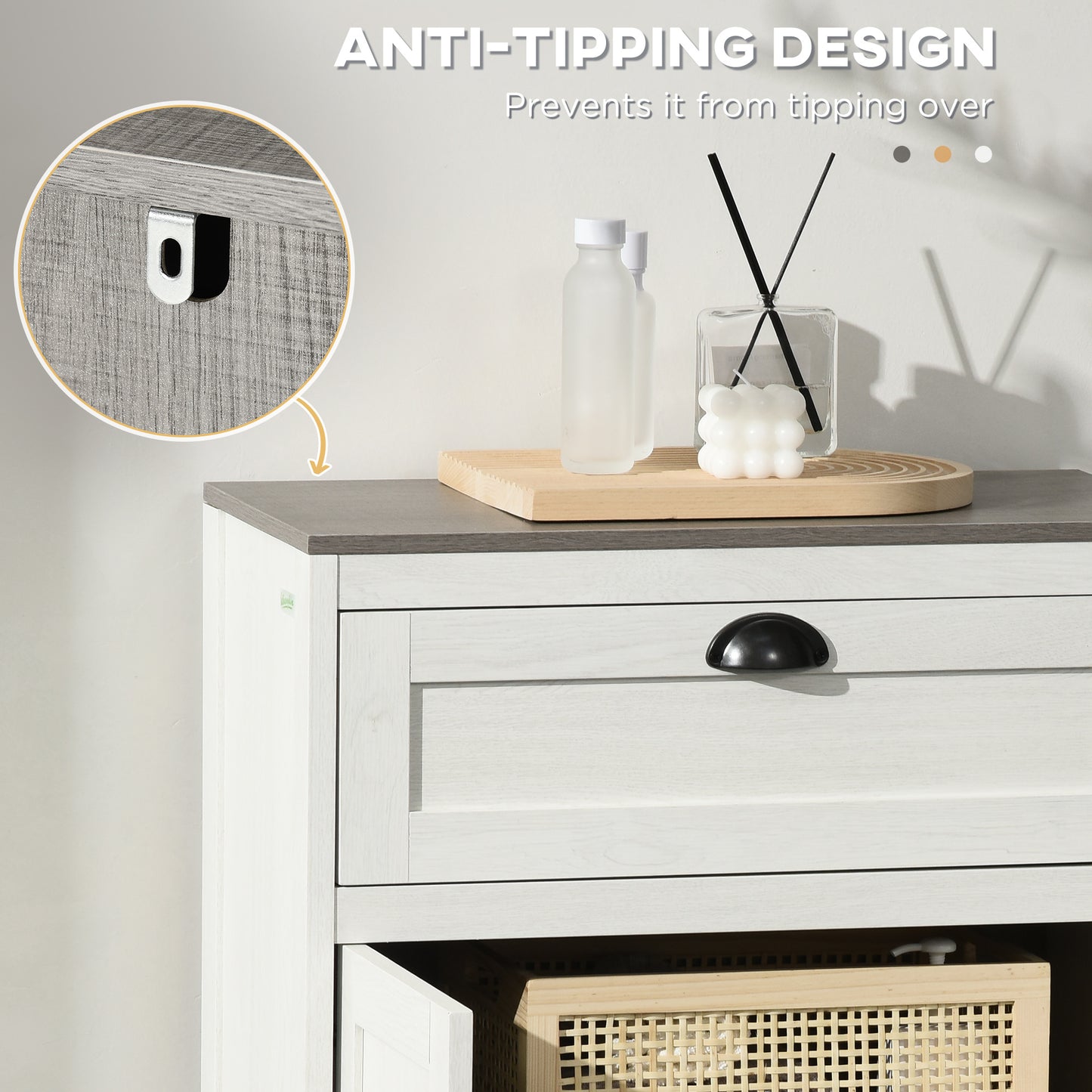 Sunoli White Freestanding Bathroom Storage Cabinet With Drawer Double Doors And Adjustable Shelves