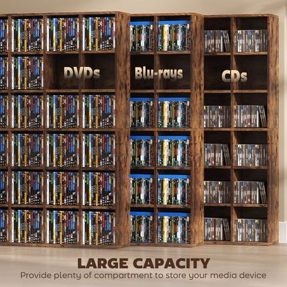 Limi Wooden Rustic Brown Adjustable CD Storage Cabinet 89 x 130.5 cm