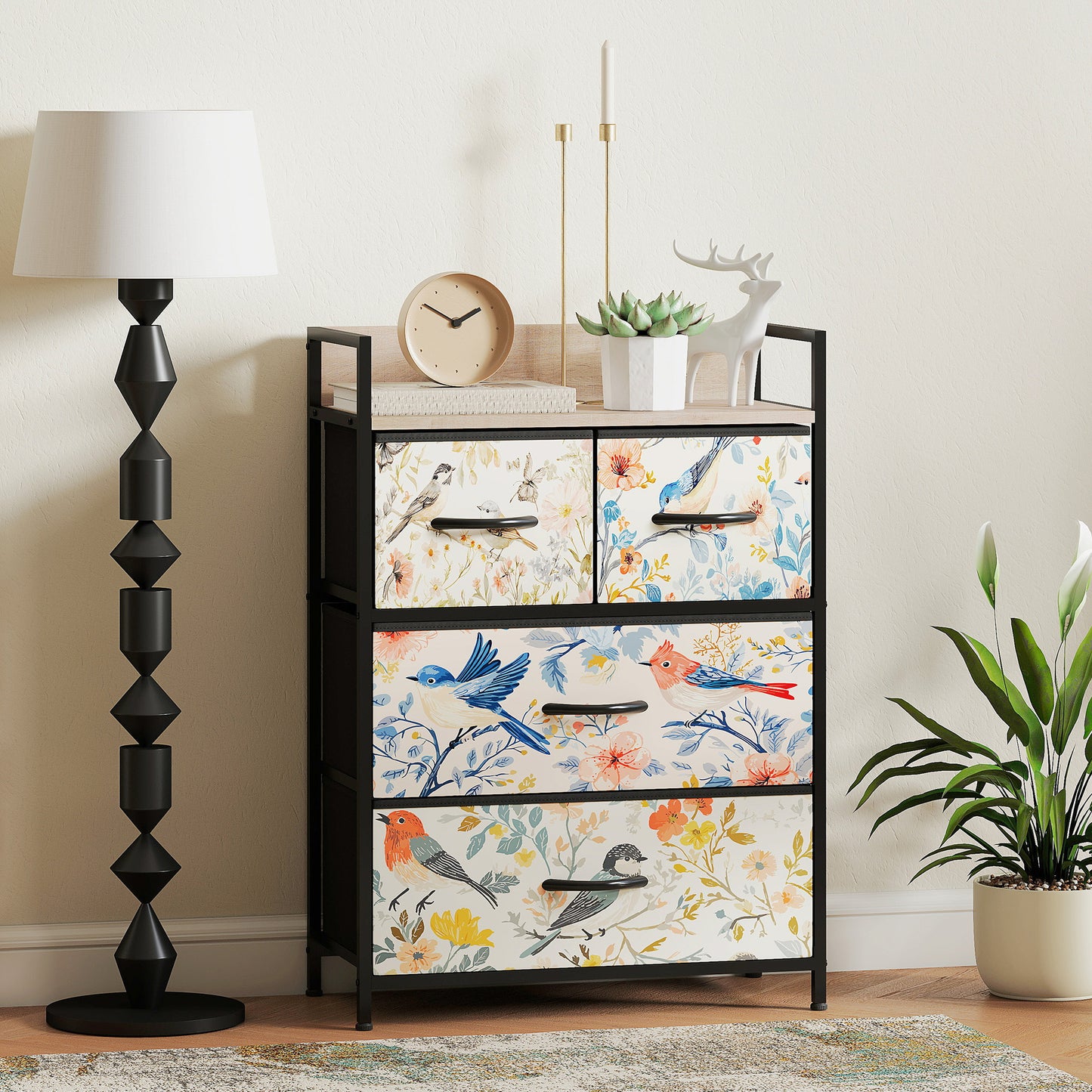 Tonona Wooden White 4 Drawer Storage Chest