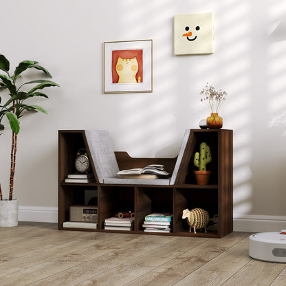 Elka Lado Wood Chestnut Cube Bookcase With Cushioned Reading Seat