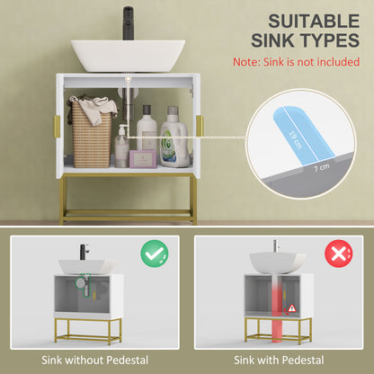 Fimiro Bathroom Mirror Storage Cabinet With Under Sink Cupboard And Gold Tone Legs
