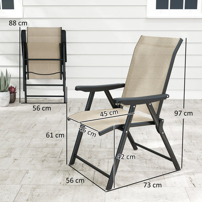 Tosu Set of 2 Metal Brown And Black Folding Outdoor Chairs