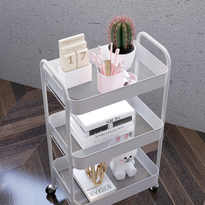 Suka Metal White 3 Tier Steel Storage Trolley