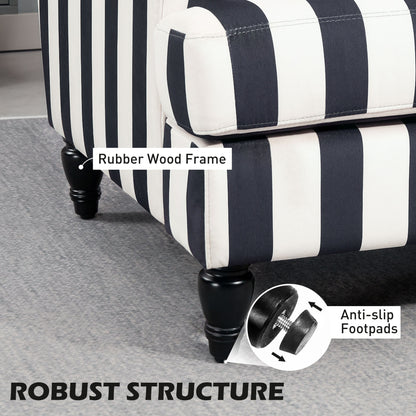 Yosefi Black And White Velvet Cuddle Accent Sofa Stripe Design