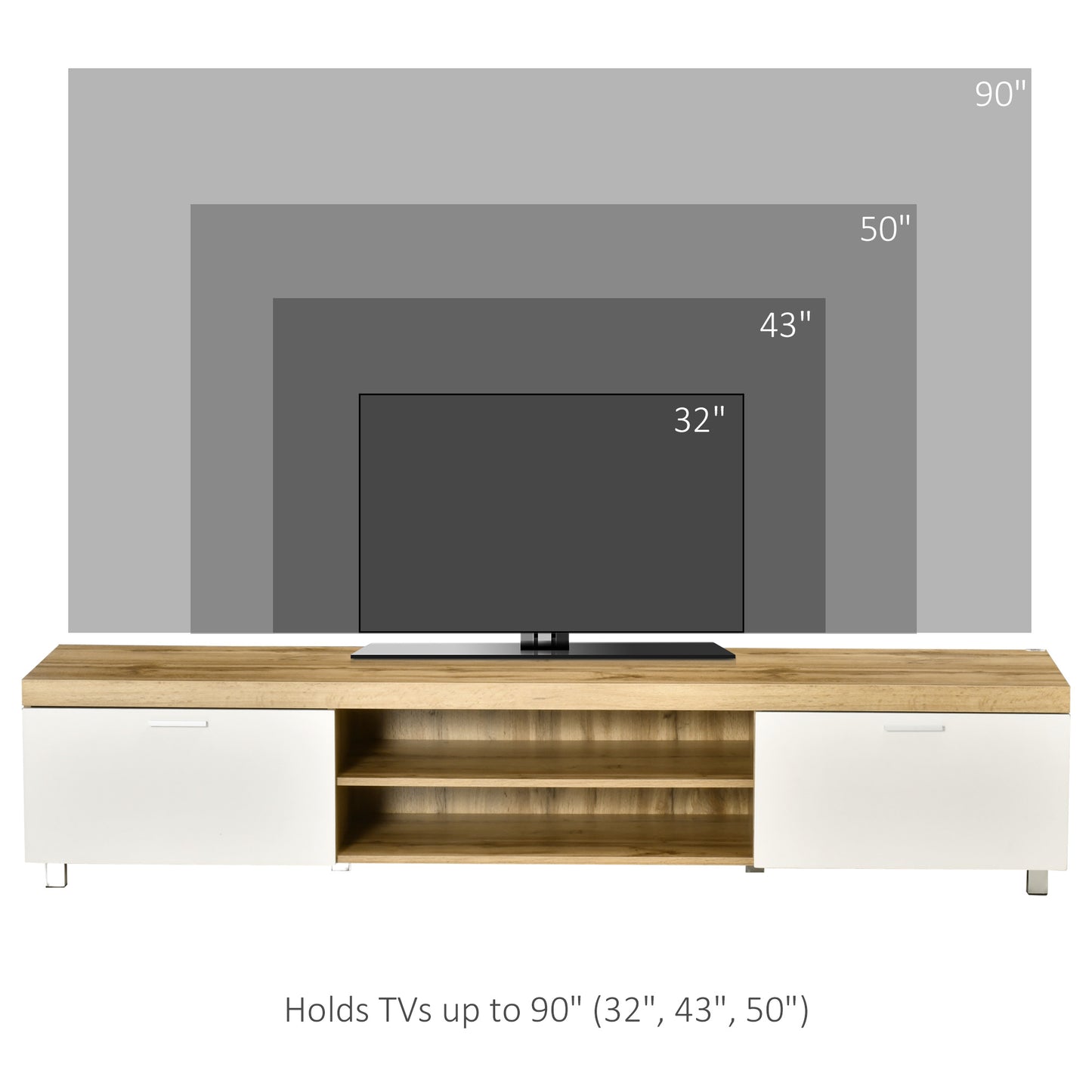 Kepaso Lima Wooden Modern Entertainment Unit With Storage Shelving For TVs Up To 90 Inches