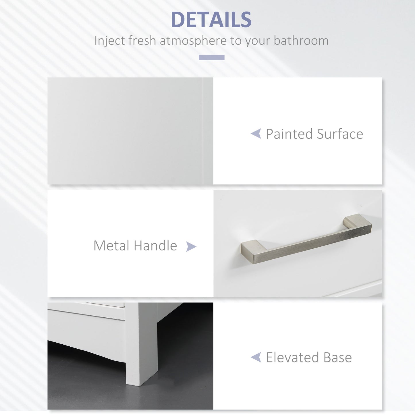 Noka Tall Slim Bathroom Linen Cabinet With Shelves Drawer And Door In White