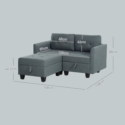 Bakeli Dark Grey Modular L Shaped Sofa With Integrated Storage