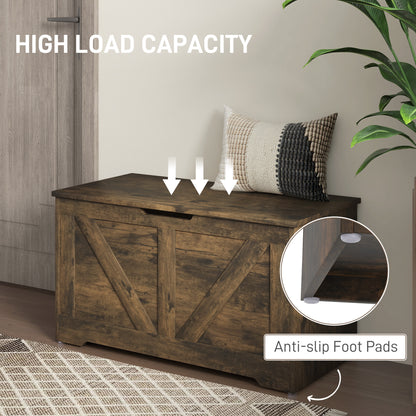 Ledilu Rustic Brown Wood Effect Storage Chest With Safety Hinges 100 Litre