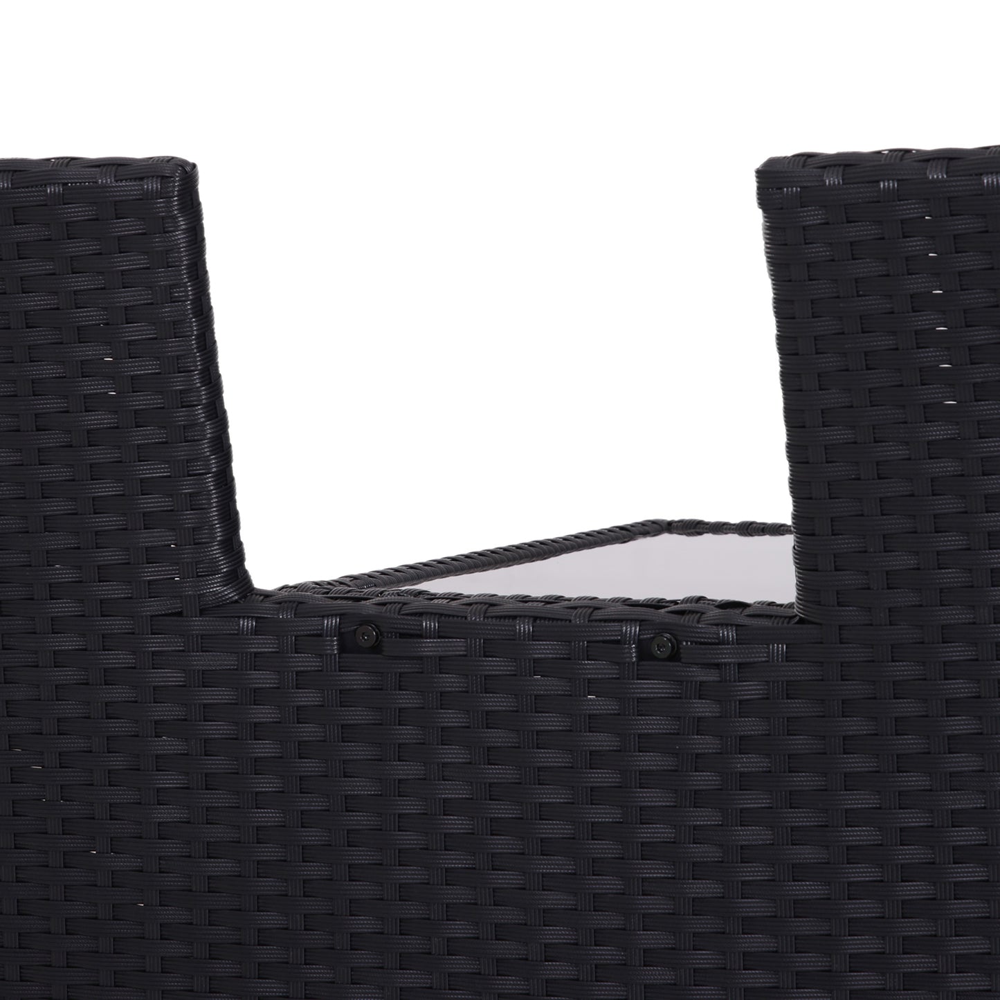 Nole Rattan Black 2 Seater Chair Set With Central Tea Table