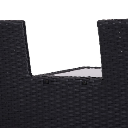 Nole Rattan Black 2 Seater Chair Set With Central Tea Table