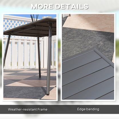 Visuto Steel Grey Rectangular Outdoor Dining Table With Slatted Top For 6