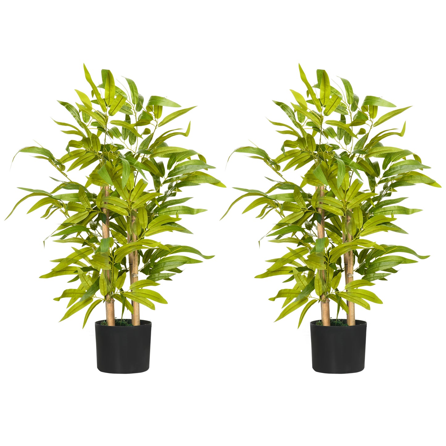 Diso Set Of 2 Artificial Bamboo Desk Style Trees In Pots H8 60cm Green