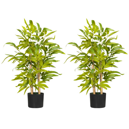 Diso Set Of 2 Artificial Bamboo Desk Style Trees In Pots H8 60cm Green