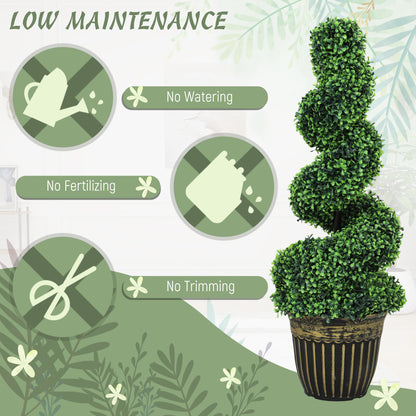 Kayoyo Set Of 2 Artificial Spiral Boxwood Topiary Trees For Decorative Placement