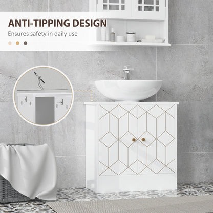 Verado Under Sink Bathroom Storage Cabinet With Adjustable Shelves And Open Compartment White