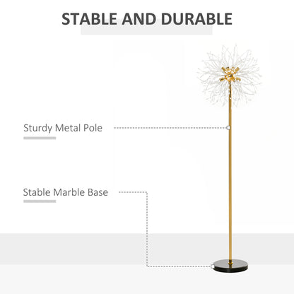 Dodine Metal And Crystal Dandelion Style Floor Lamp With Foot Switch 160 cm