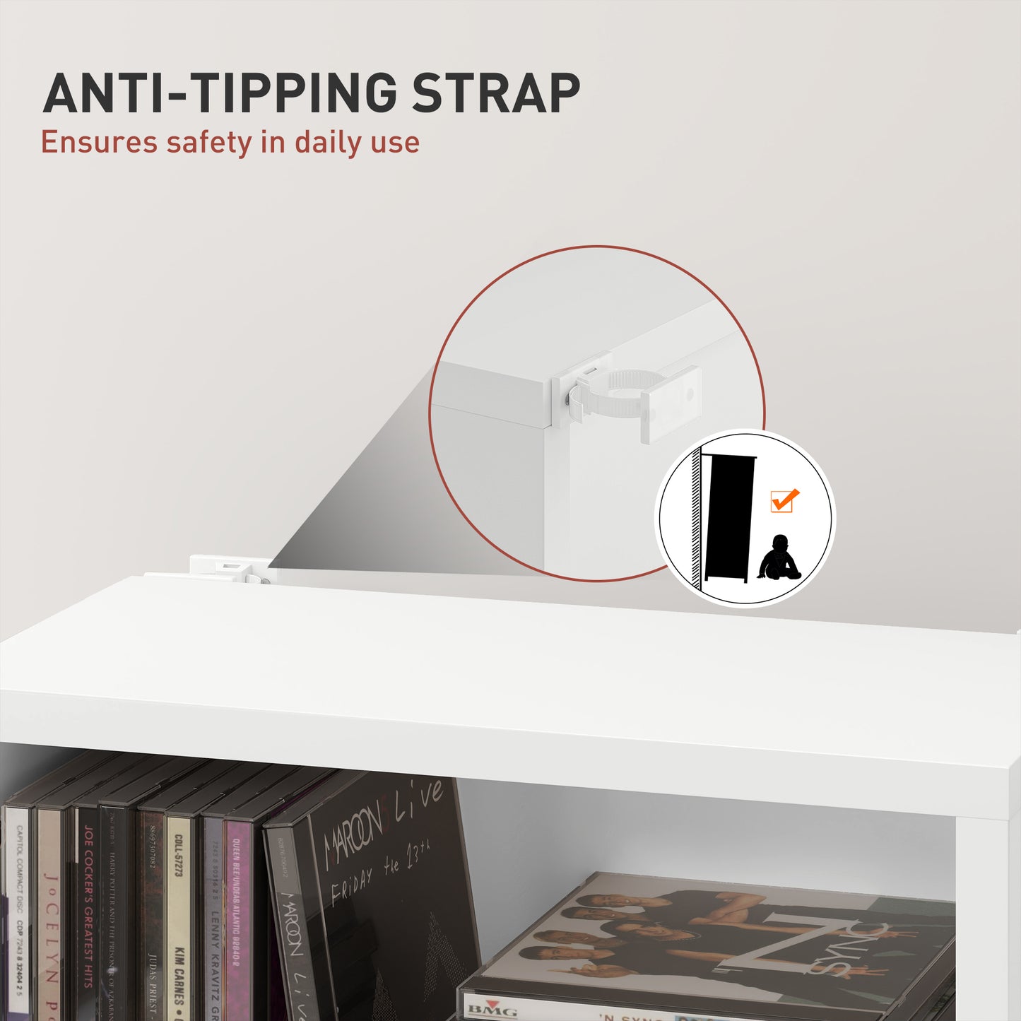 Sovi Mora Wood White Narrow CD Storage Unit With 260 Disc Capacity