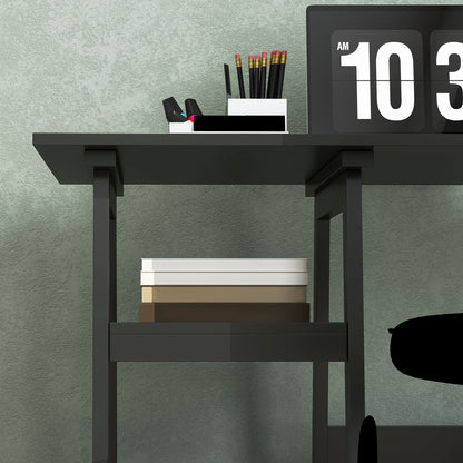 Talake  106cm Black Compact Study Desk With Bookshelf Storage