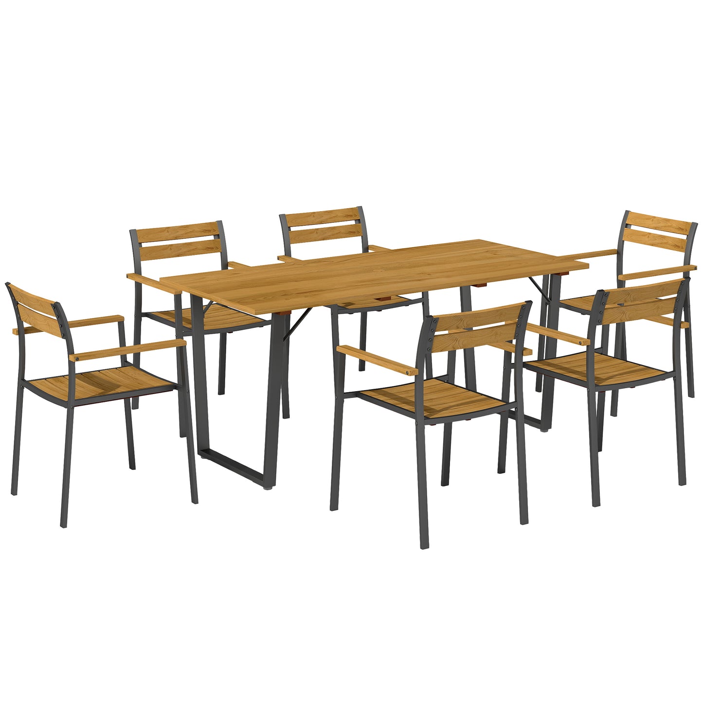 Mafi 6 Seater Wood Panel Outdoor Dining Set Slatted Design