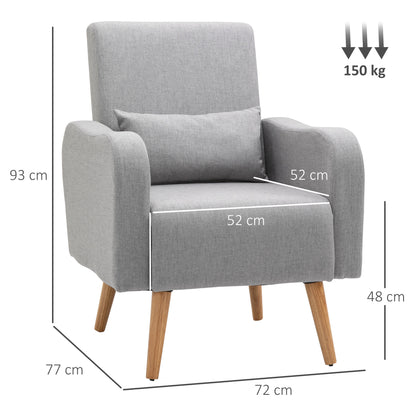 Ziha Niri Linen Effect Light Grey Accent Armchair With Cushion