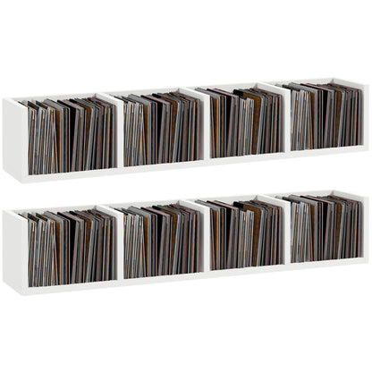 Cofalo Mopa Wood White Set Of 2 Wall Mounted Media Storage Racks With Cube Shelves