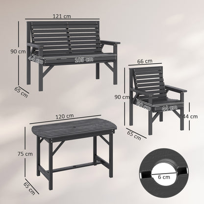 Masera 6 Seater Grey Wooden Outdoor Dining Set With Umbrella Hole Table