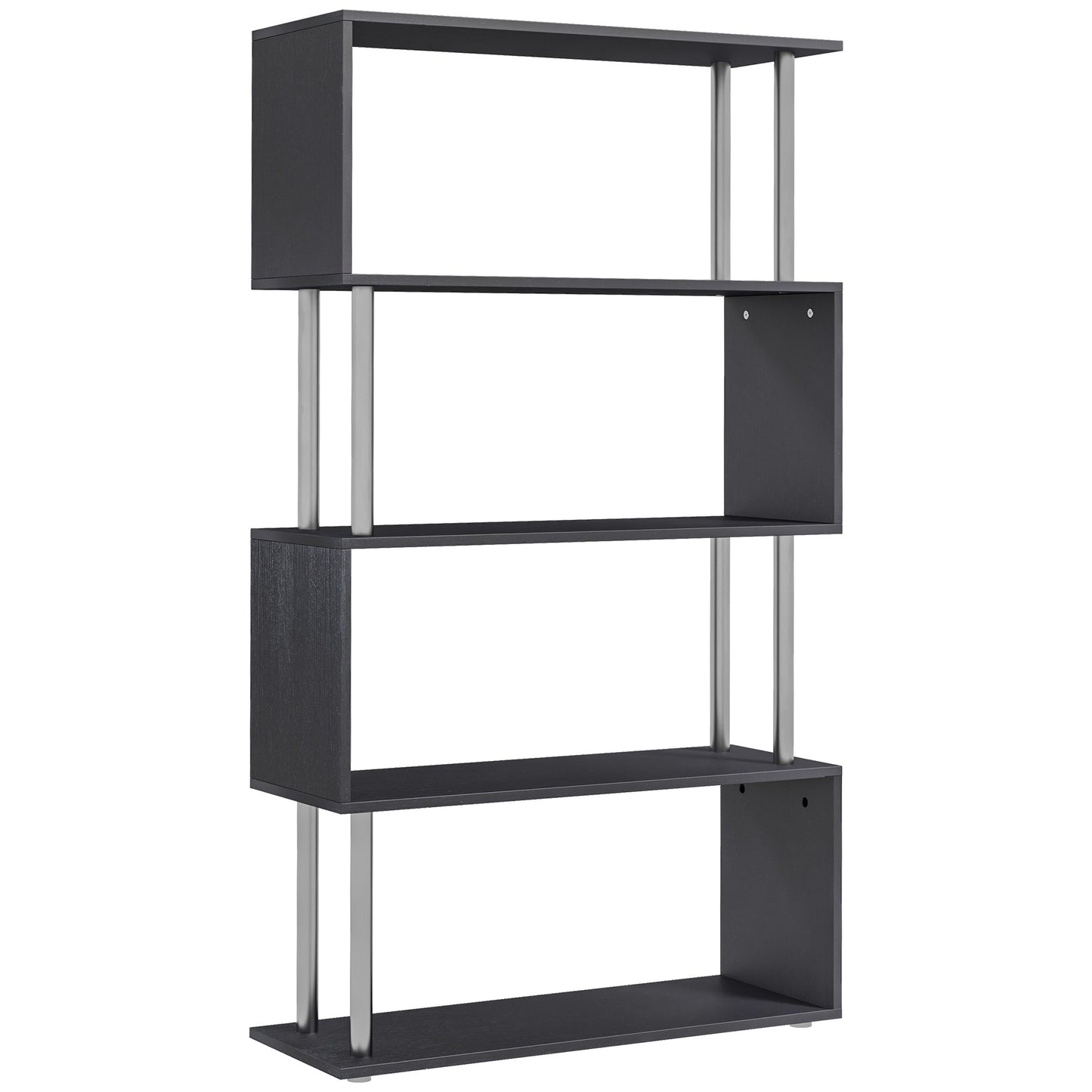 Fire Wood Black 5 Tier S ShaFauxd Freestanding Bookcase