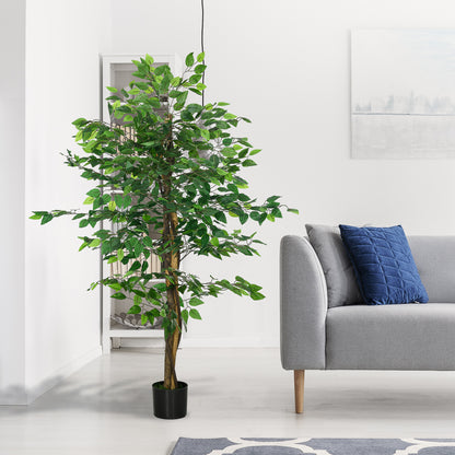 Larane Artificial Ficus Style Tree With Stabilised Pot Base In Green