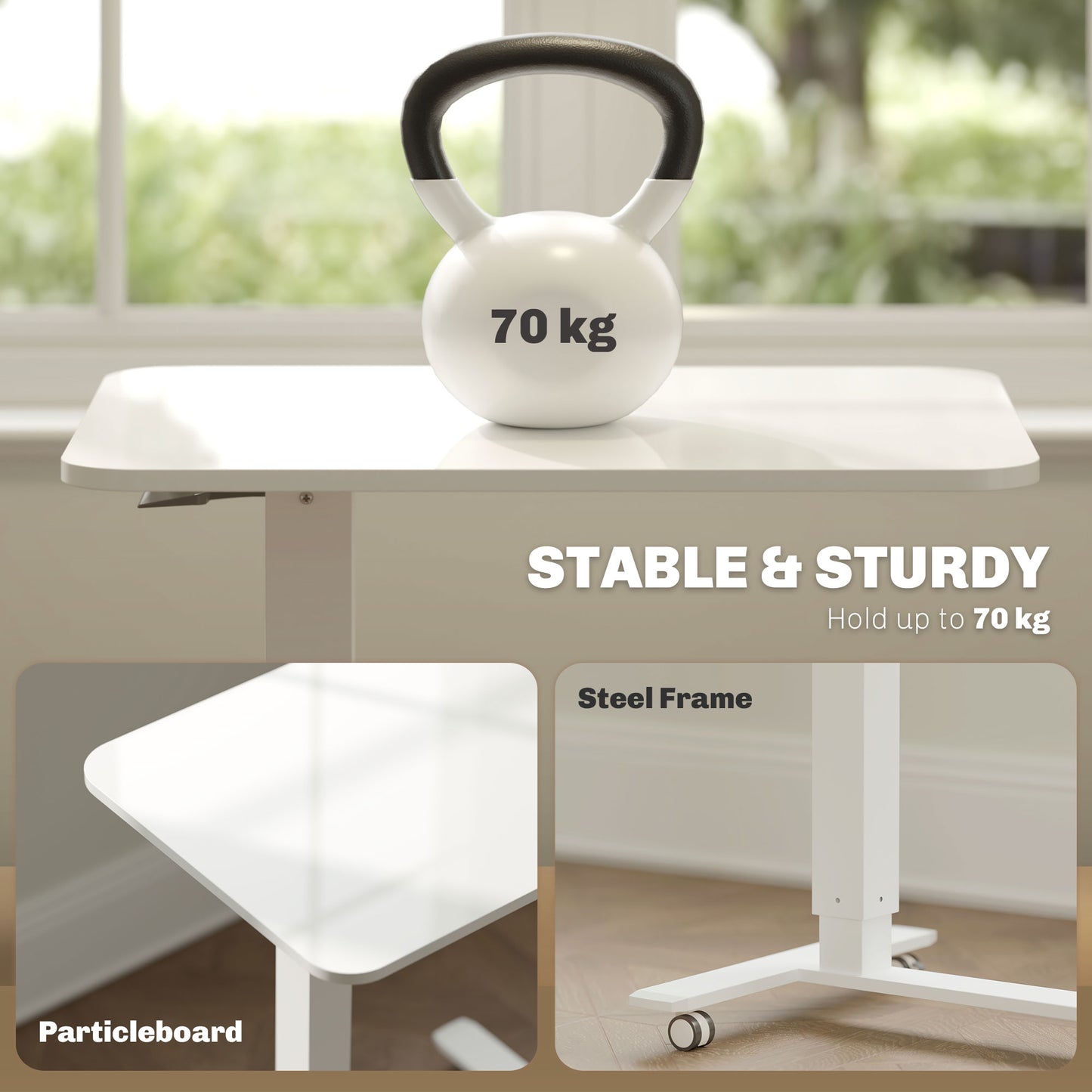 Nelone White Laptop Stand Adjustable Standing Desk On Wheels
