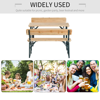 Mamoni Wood Natural Portable Folding Picnic Table With 2 Benches
