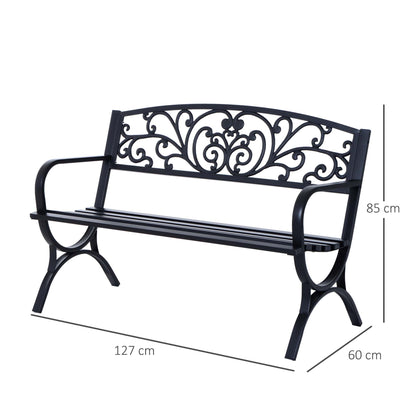 Yota Nile 127cm Steel Black Powder Coated Garden Bench
