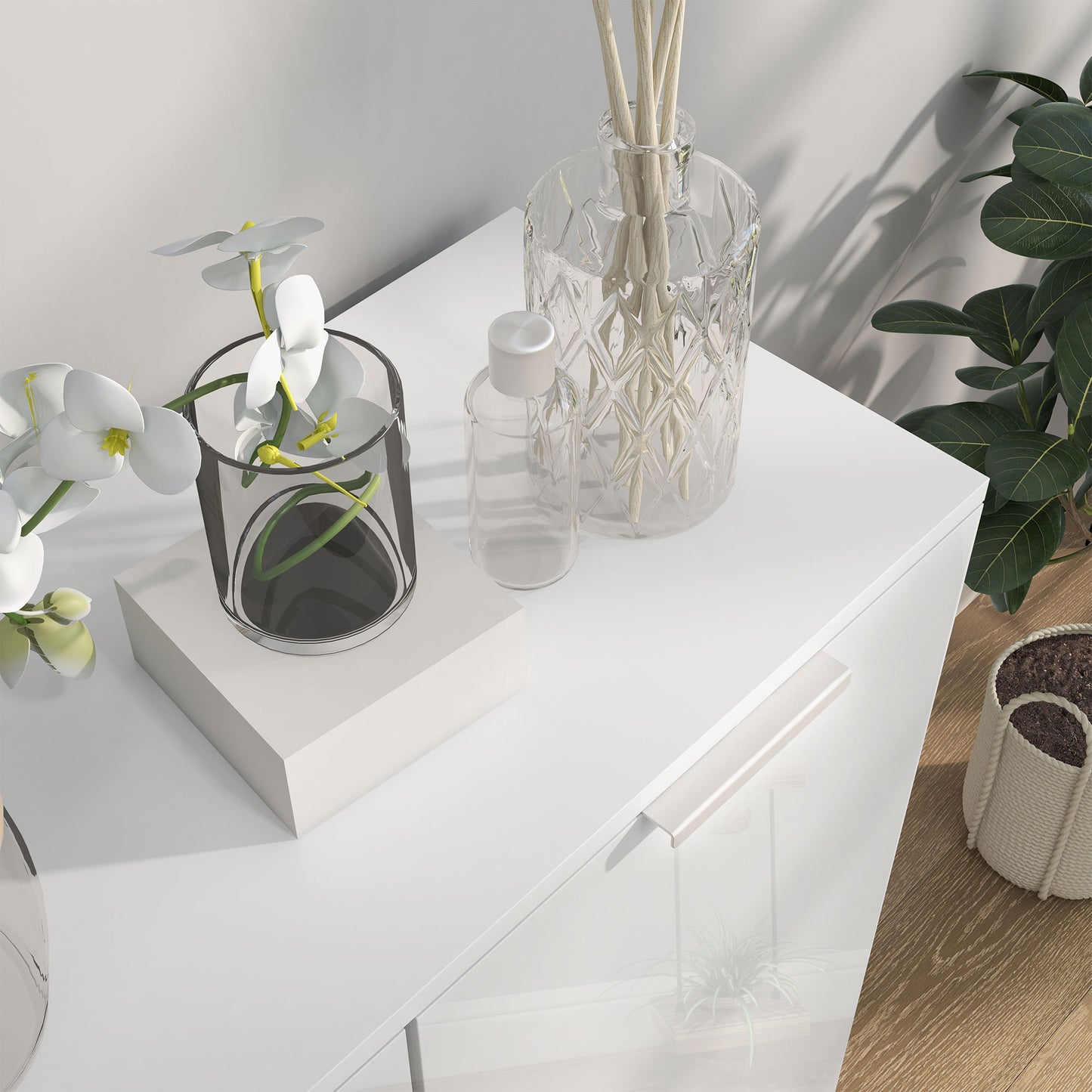 Conoyo Wooden White 5 Shelf Shoe Storage Cupboard