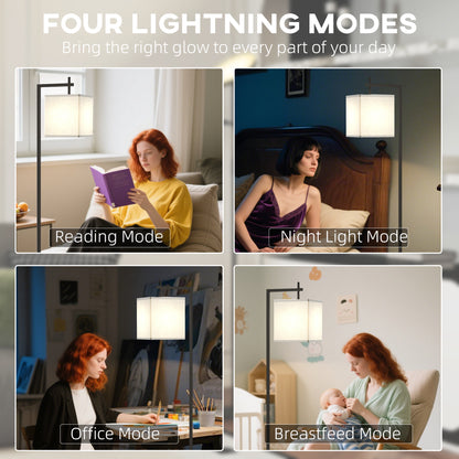 Mito Metal Black Tall LED Floor Lamp With Adjustable Colour TemFauxrature Remote And Foot Switch
