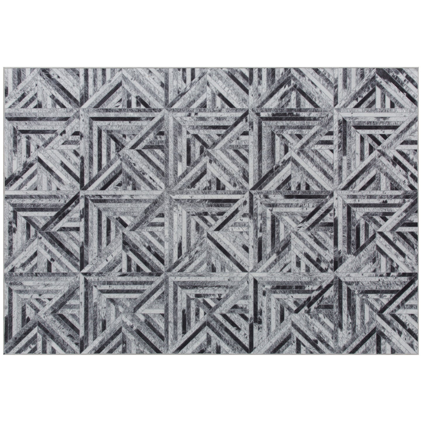 Lufana 290 x 200cm Chenille Black Triangle Pattern Non Slip Rug