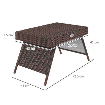 Fihaso 60cm Rattan Brown Folding Outdoor Bistro Side Table With Steel Frame