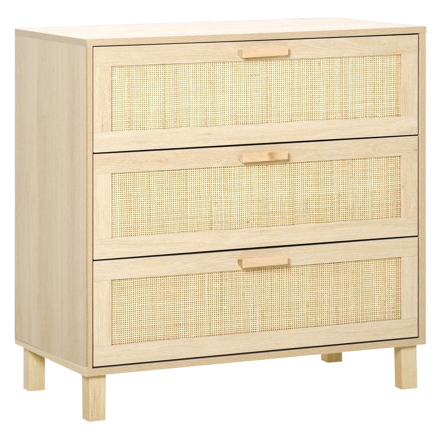 Doyo Boho Natural Rattan And Wood 3 Drawer Bedroom Chest