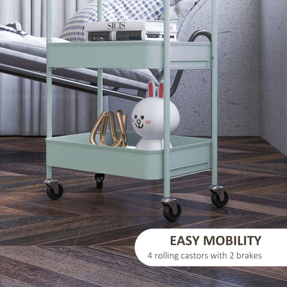 Ravito Fari Metal Light Blue 3 Tier Steel Storage Trolley