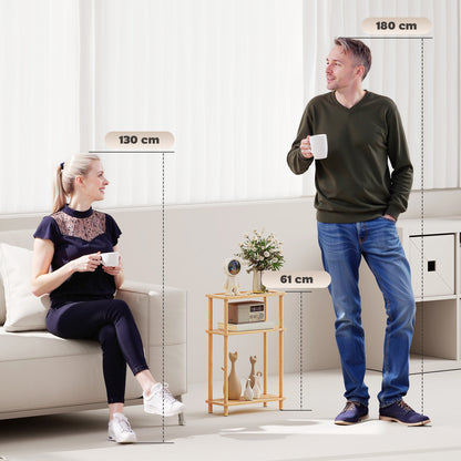 Neliyo Bamboo Natural 3 Tier Slim Side Table With Nordic Style Design