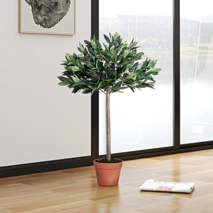 Niladi Artificial Olive Style Tree In Green With Orange Accent Pot For Interior Decor