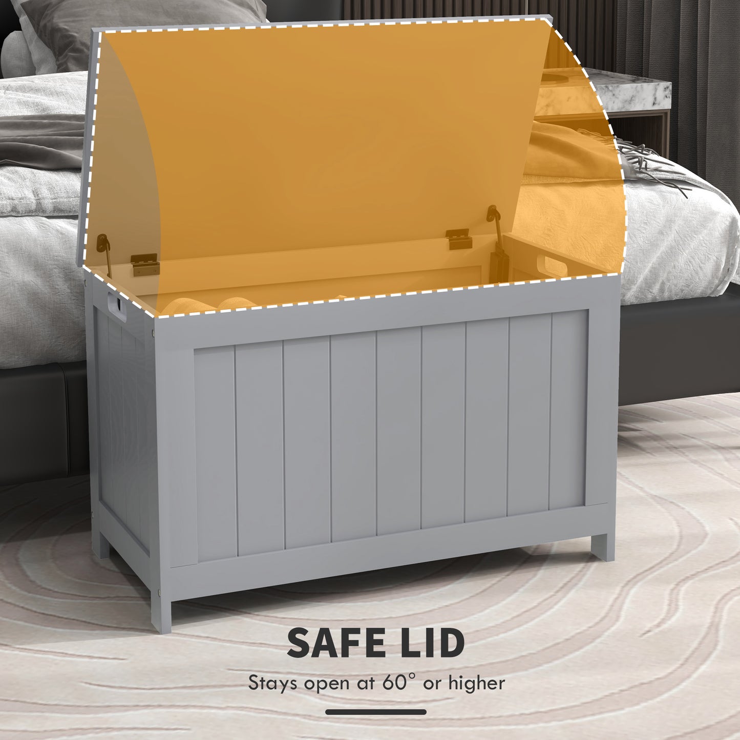 Halumo Grey Wooden Panelled Blanket Storage Chest