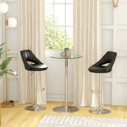 Lorapa Metal And Glass Clear High Top Bistro Table For 2 With Steel Base