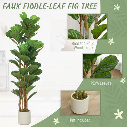 Toelna Artificial Fiddle Leaf Fig Style Tree With Broad Leaves H8 150cm Green
