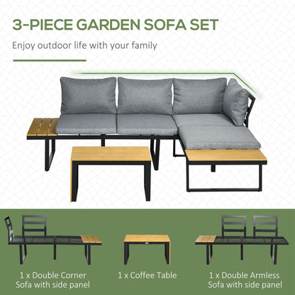 Liri 3 4 Seater Patio Furniture Set Outdoor Garden Sofa Conversation Set with Coffee Table and Side Tables