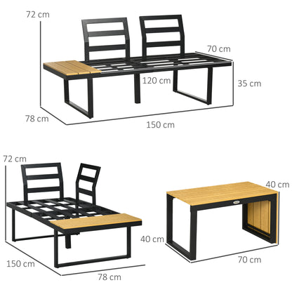 Liri 3 4 Seater Patio Furniture Set Outdoor Garden Sofa Conversation Set with Coffee Table and Side Tables