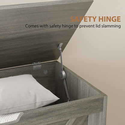 Cosoli Charcoal Grey Wood Effect Storage Chest With Safety Hinges 100 Litre