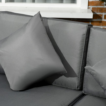 Rero Rattan Grey 5 Seater Corner Sofa Set With Glass Table