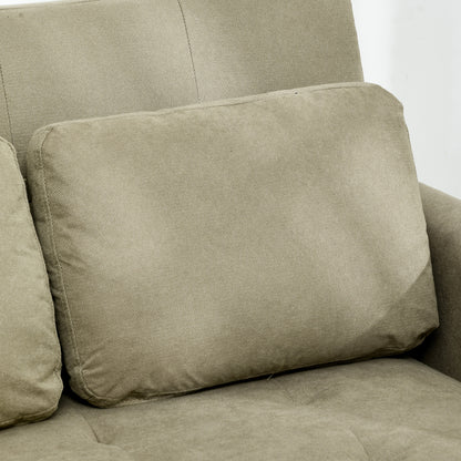 Venido Loni Beige Fabric 2 Seater Sofa Bed With Side Pockets And Cushions