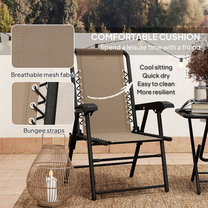 Fihake Metal Khaki Cream 3 Piece Garden Bistro Table And Chair Set